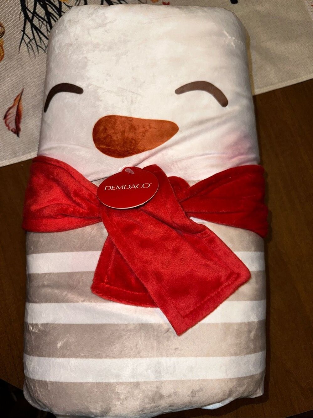 Demdaco Jolly Snowman Sherpa Christmas holiday Throw winter NWT 50 x 60